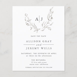 Begroting Floral Monogram Opslaan DAte