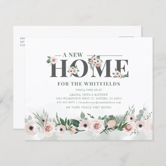 Begroting Floral New Home Address Moving Announge (Voorkant / Achterkant)