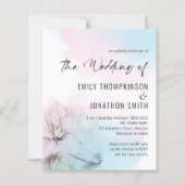 Begroting Floral Pink Blue Wash QR Wedding Invite (Voorkant)