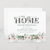 Begroting Floral Pink New Address Moving Aankondig (Voorkant / Achterkant)