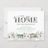 Begroting Floral Pink New Address Moving Aankondig (Voorkant)