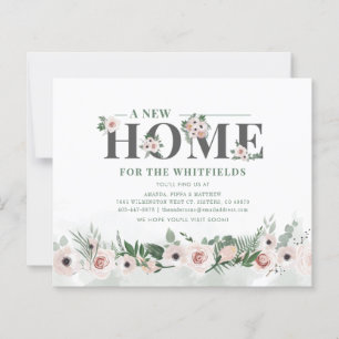 Begroting Floral Pink New Address Moving Aankondig