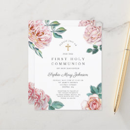 Begroting Floral Pink Peonies Girl Eerste Gemeensc