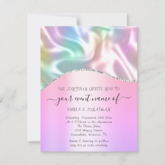 Begroting Floral QR Code Roze holografisch (Voorkant)