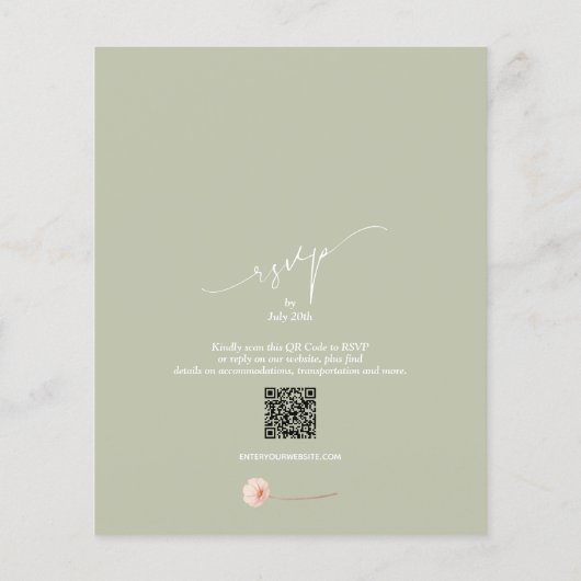 Begroting Floral QR Code Sage Green Wedding Invitt (Achterkant)