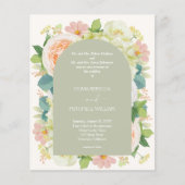 Begroting Floral QR Code Sage Green Wedding Invitt (Voorkant)
