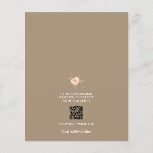 Begroting Floral QR Code Weddenschap Save the Date (Achterkant)