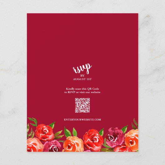Begroting Floral QR Code Wedding Invitations (Achterkant)