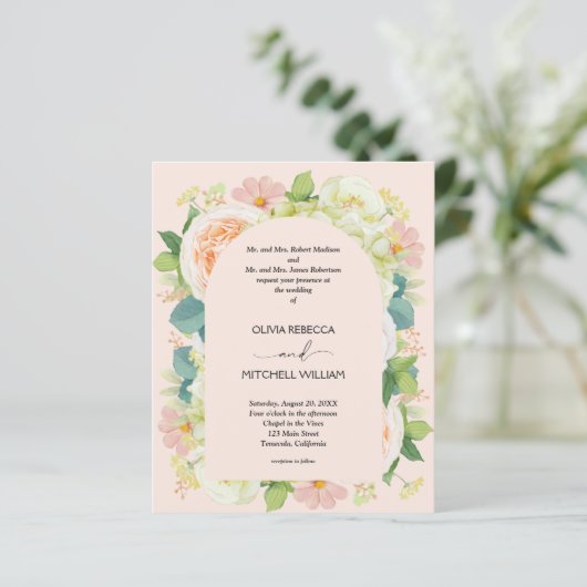 Begroting Floral QR Code Wedding Invitations (Staand voorkant)