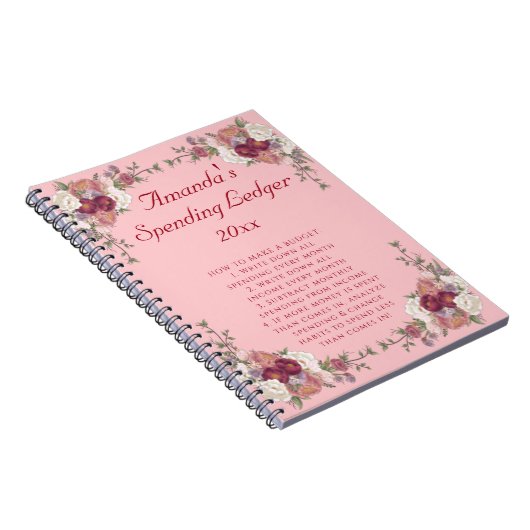 Begroting Floral Rozen Ledger Beginner Notitieboek (Rechterzijde)