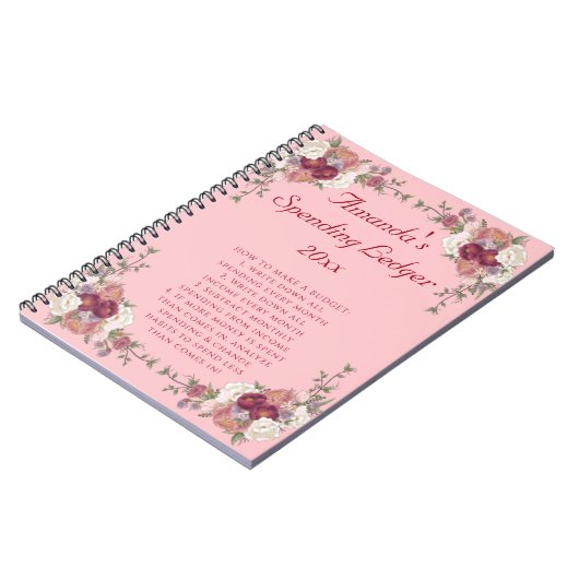 Begroting Floral Rozen Ledger Beginner Notitieboek (Linkerzijde)