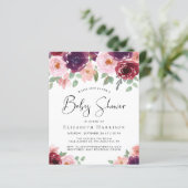 Begroting Floral Waterverf Baby shower Uitnodiging (Staand voorkant)