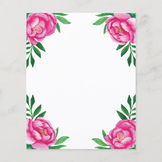 Begroting Floral Waterverf Peonies Eerste Gemeensc (Achterkant)