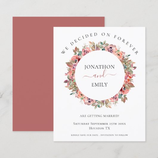 Begroting Floral Wreath Wedding Save the Date (Voorkant / Achterkant)