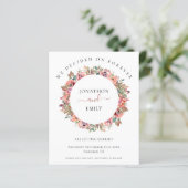 Begroting Floral Wreath Wedding Save the Date (Staand voorkant)