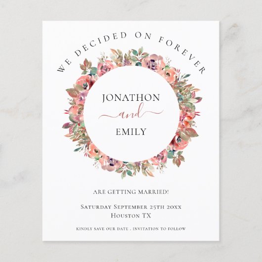Begroting Floral Wreath Wedding Save the Date (Voorkant)