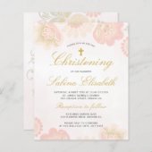 Begroting florale elegant Christening Uitnodiging (Voorkant / Achterkant)