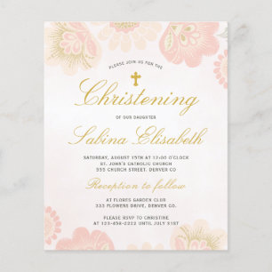 Begroting florale elegant Christening Uitnodiging Flyer