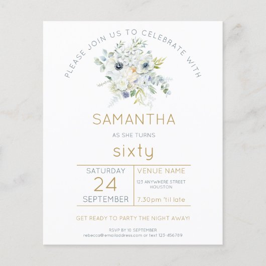 Begroting Florals 60e uitnodiging van de Birthday  (Voorkant)