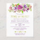 Begroting floro baby gender onthullen uitnodiging (Voorkant)