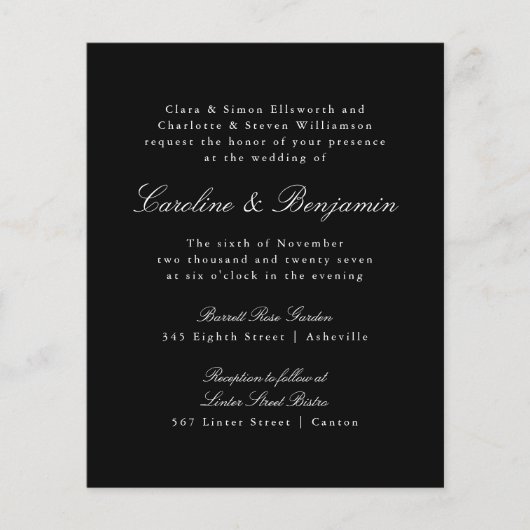 Begroting Formele uitnodiging voor een zwarte wedd (Voorkant)