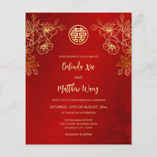 BEGROTING | Foto Rood Goud Chinese bruiloft (Achterkant)