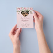 Begroting foto roze florale bruiloft Uitnodiging Flyer (Hand)