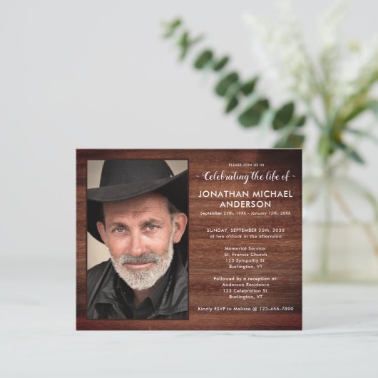 Begroting Foto Rustic Celebration of Life Invitati (Staand voorkant)