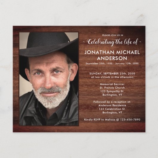 Begroting Foto Rustic Celebration of Life Invitati (Voorkant)