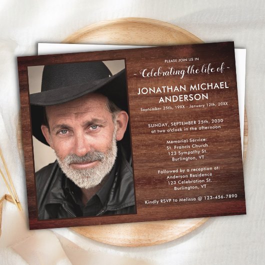 Begroting Foto Rustic Celebration of Life Invitati
