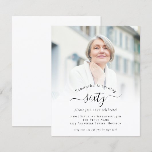 Begroting Foto Script 60th Birthday Party Invitati (Voorkant / Achterkant)