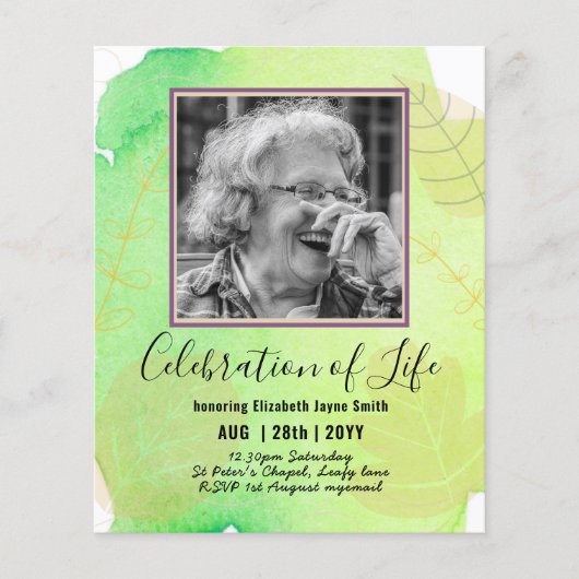 BEGROTING FOTO Uitvaart uitnodigingen (Voorkant)