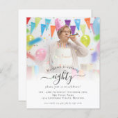 Begroting Fotoscript 80th Birthday Party Invitatio (Voorkant / Achterkant)
