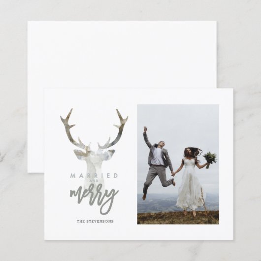 Begroting Gehuwd en Merry Rustic Deer Holiday (Voorkant / Achterkant)