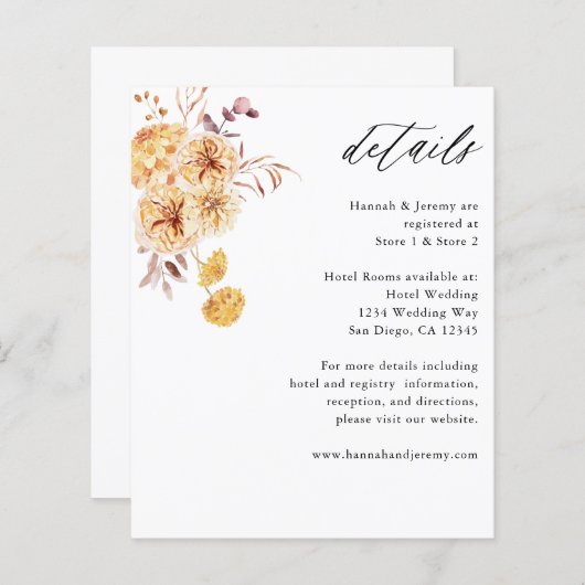 Begroting: Gele Golden Floral Boho - Gegevens (Voorkant / Achterkant)