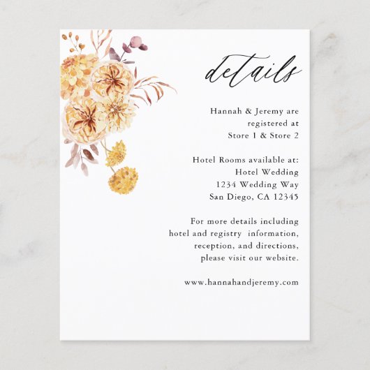 Begroting: Gele Golden Floral Boho - Gegevens (Voorkant)