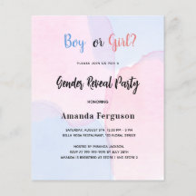 Begroting gender laat roze blauwe uitnodiging zien