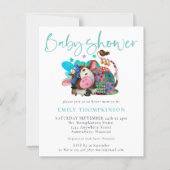 Begroting Genderneutrale Koe Blauwgroen Baby showe (Voorkant)