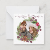 BEGROTING Gepersonaliseerde kerstfoto Holly Wreato Notitiekaartje (Voorkant)