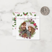 BEGROTING Gepersonaliseerde kerstfoto Holly Wreato Notitiekaartje (Voorkant / Achterkant in situ)