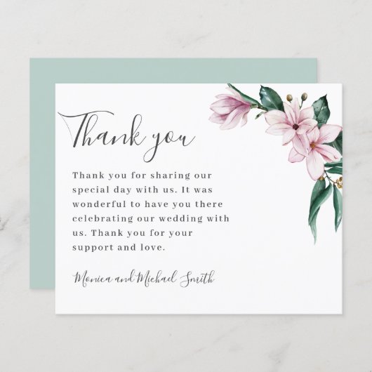 BEGROTING Gepilde Magnolia en bladeren | DANK U (Voorkant / Achterkant)