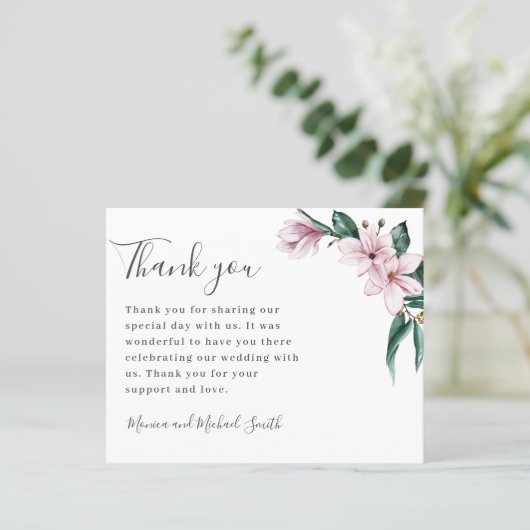 BEGROTING Gepilde Magnolia en bladeren | DANK U (Staand voorkant)