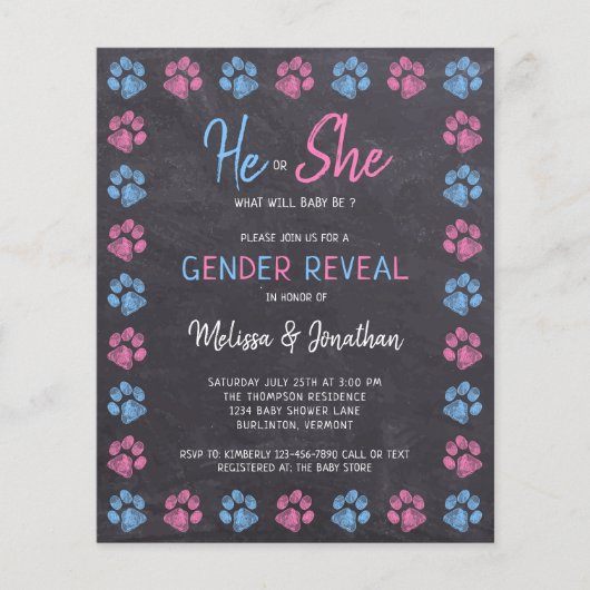 Begroting Geslacht Verf Afdrukken Blauw Roze (Voorkant)