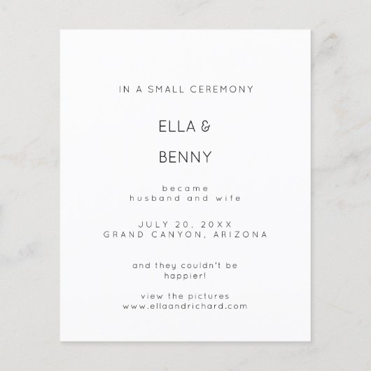 Begroting gewoon gehuwd met BT-foto-bruiloft aanko Flyer (Achterkant)