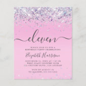 Begroting Glitter 11th Birthday Party Invitation (Voorkant)
