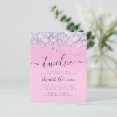 Begroting Glitter 12th Birthday Party Invitation (Staand voorkant)