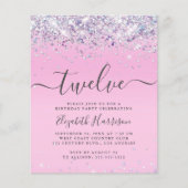 Begroting Glitter 12th Birthday Party Invitation (Voorkant)