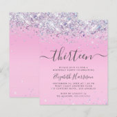 Begroting Glitter 13th Birthday Party Invitation (Voorkant / Achterkant)