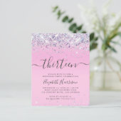 Begroting Glitter 13th Birthday Party Invitation (Staand voorkant)