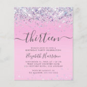 Begroting Glitter 13th Birthday Party Invitation (Voorkant)